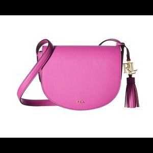 Pink Ralph Lauren Caley Saddle Crossbody Purse